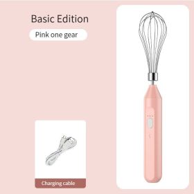 Electric Milk Frother Handheld Egg Beater Coffee Milk Drink Egg Mixer Foamer Foamer Household Kitchen Cooking Tool (Color: Pink)