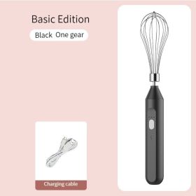 Electric Milk Frother Handheld Egg Beater Coffee Milk Drink Egg Mixer Foamer Foamer Household Kitchen Cooking Tool (Color: Black)
