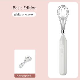 Electric Milk Frother Handheld Egg Beater Coffee Milk Drink Egg Mixer Foamer Foamer Household Kitchen Cooking Tool (Color: White)