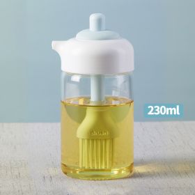 1pc Oil Dispenser; 2 In 1 Wide Opening Bottle With Silicone Brush; Glass Condiment Bottles For Kitchen Cooking; BBQ; Baking (Color: Blue)