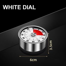 Stainless Steel Visual Timer Mechanical Kitchen Timer 60-Minutes Alarm Cooking Timer With Loud Alarm Magnetic Clock Timer (Color: White)