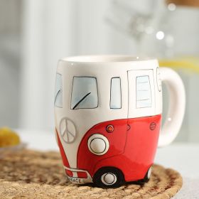 Creative Ceramic Bus Cup Interesting Milk Coffee Mug (Color: Red)