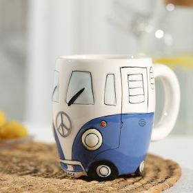 Creative Ceramic Bus Cup Interesting Milk Coffee Mug (Color: Blue)