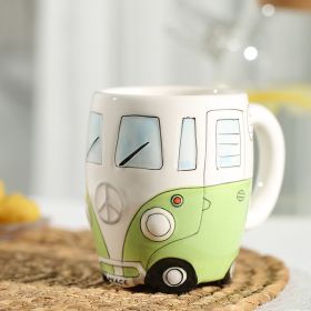 Creative Ceramic Bus Cup Interesting Milk Coffee Mug (Color: Green)
