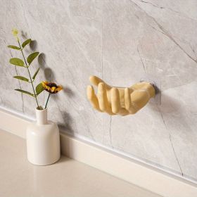 1pc Hand-shaped Wall Hook; Strong Punch-free Traceless Hook; Household Wall Mounted Key Mask Storage Hook; Bathroom Storage Rack (Color: Beige)