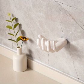 1pc Hand-shaped Wall Hook; Strong Punch-free Traceless Hook; Household Wall Mounted Key Mask Storage Hook; Bathroom Storage Rack (Color: White)