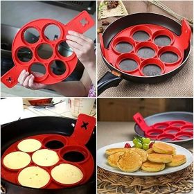 Not Sticky Silicone Pancake Mould Ring (Color: 2 Flowers-2 Hearts)