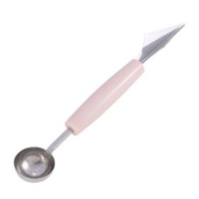 Steel Fruit Digger Cutting Watermelon Artifact Fruit Ball Digging Ball Ice Cream Round Spoon Fruit Cutting Carving Knife (Color: Pink)
